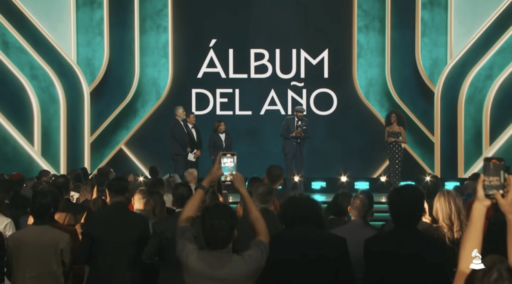 Juan gives speech to the Academy and audience about his album